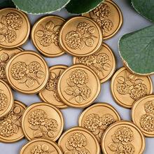 20入/包 3D刺繡球花蠟封貼紙，婚禮邀請函信封封口貼，自黏白色花朵貼紙，適用於邀請函、禮品包裝、聖誕棕色 - 繡球花-棕色 - 查看 9