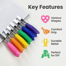 1PC Rubber-Coated Hole Punching Pliers, Hand-Held Punching Machine, Round/Square/Triangle/Heart/Star/Flower/Oval/Rhombus/Moon/Bear/Butterfly/Tree/Bell DIY, Manual Small Metal Puncher, Stationery, Paper Loose-Leaf Handmade, Multiple Patterns, Gift - Random Color - View 3