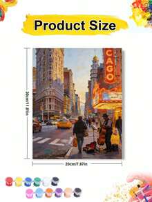 Chicago Street DIY Oil Painting By Numbers City Night Taxi Saxophone Musician Urban Landscape Canvas Crafts Adult Home Decoration 8x12/16x20inch Holiday Gifts Frameless - Frameless - View 8
