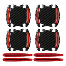 1 Set 8pcs Red Car Door Handle Reflective Stickers - A - View 4