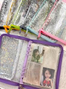 1pc A5 Star Multi-Color Zipper Loose-Leaf Notebook Sticker Refill Pages, Suitable For School, Office, Planner, Travel Photos, Notes, Creative Writing, DIY Photo Album, Memo, Travel Journal, Cash & Check Storage School Supplies - A5 Stars - View 7