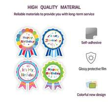 60pcs Happy Birthday Medal Stickers, Joyful Badge Shaped Gift Decoration Stickers, Holiday Celebration Party Favors, Gift Packaging Envelope Seal Stickers, Scrapbook Journal Diary Decoration, 2.4x3.1 Inches - Round - View 5