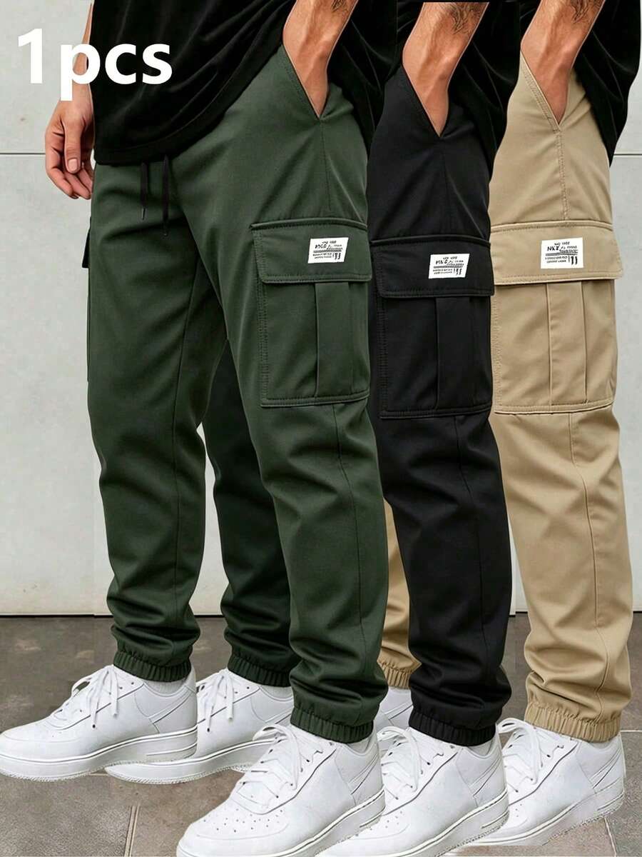 Men's Spring/Autumn Loose Cargo Pants, Brand Multi-Pocket Durable Style, Tapered Leg, Effortlessly Create Daily - Army Green - View 1
