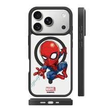 Miniso Marvel Plaid Spider-Man Couple MagSafe Magnetic Charging Compatible With IPhone 18 Pro Max/18 Pro/17/17 Pro Max/16 Pro/15/16 Plus/14/13/17 Air/17 Pro/15 Pro Max/12 Pro Student Men's Anti-Drop Protective Case Compatible With Apple - Black - View 3