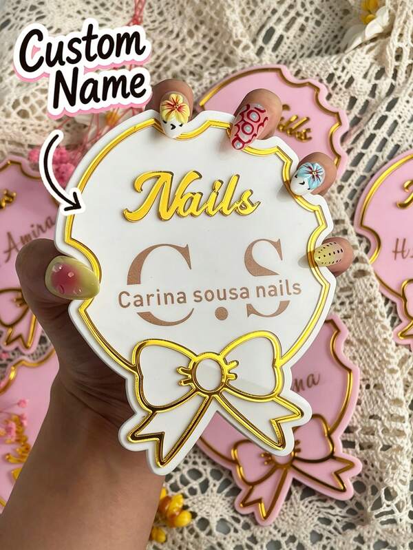 Custom Bow Nail Art Tray, Personalized Bow Nail Art Photography Prop, Nail Artist Photography Prop, Personalized Nail Salon Supplies, Custom 3D Nail Art Social Media Prop, Personalized Nail Studio Decor, Custom Nail Artist Tools, Custom Nail Salon Sign, Customizable Acrylic Nail Art Photography Palette, Living Room Home Decor, Nail Artist Gift