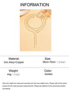 3pcs Fashion Minimalist Heart Handmade Chain Layered Y-Shaped Long Necklace Women's High-End Neck Jewelry Suitable For Outings, Dates, Parties, Music Festivals And Daily Wear - Gold - View 5