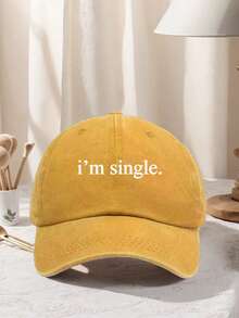 1件中性款「I'm Single」印花棒球帽 可調節設計 適合徒步登山、旅行與戶外活動 - 多色 - 查看 9