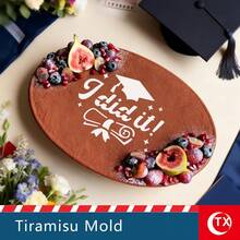 1pc Transparent Acrylic Tiramisu Cake Stencil, Personalized Tiramisu Cake Printing Mold, Creative Cake Mold, Hollowed-Out Blessing Phrase Design Template, Easy To Use, Clear Pattern, Reusable,Suitable For Graduation Party Cake Decoration - View 7