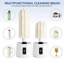 FollowBreak Electric Cup Cleaning Brush, Equipped With 2 Types Of Brush Heads, One-Touch Start, Rechargeable Design, Suitable For Various Sizes Of Glass Cups, Ceramic Cups, Metal Cups Kitchen Cleaning Tool - Handheld Scrubber - View 6