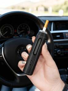Asbak Mobil Portabel, Tahan Angin dan Anti Tumpah, Wadah Penyimpanan Abu, Cocok untuk Tempat Gelas Mobil, Menjaga Interior Mobil Tetap Bersih dan Bebas Bau (Hitam) - A - View 2