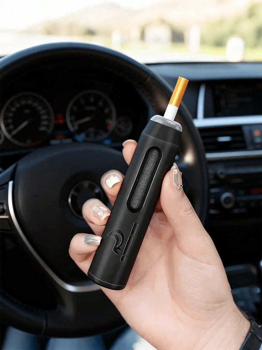 Asbak Mobil Portabel, Tahan Angin dan Anti Tumpah, Wadah Penyimpanan Abu, Cocok untuk Tempat Gelas Mobil, Menjaga Interior Mobil Tetap Bersih dan Bebas Bau (Hitam)