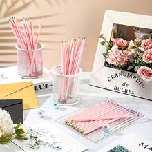12pcs Macaron Pink Triangular Wooden Pencils With Soft Pink Eraser Head, Break-Resistant Graphite Lead, Smooth Writing, Non-Slip Barrel For Comfortable Grip, Ideal For Elementary Students Handwriting Practice, Daily Drawing, Minimalist Elegant Design, Bulk Stationery Set, Essential For Back To School And Office Writing - Rectangle - View 4