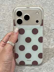 Minimalist Full Screen Brown Polka Dot Mint Green Background Colorblock Phone Case Compatible With IPhone 17 Pro Max 17 Pro 16 Pro Max 15 Pro Max 17 Air 14 Pro Max 13 12 Pro 16 Plus 11 Soft Small Fresh Protective Cover - Polka Dots - View 1