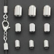 10pcs Stainless Steel Rope End Caps DIY Handmade Bracelet End Accessories Approx. 3mm/4mm/5.5mm Hollow Hole Leather Rope Braided Rope End Stoppers Suitable For DIY Bracelets Necklaces Phone Chains Wire End Fixing Buckles Jewelry Connector Parts Rope And Shoe Accessories Materials DIY Jewelry Making Rope End Accessories - Round Head Bucket Buckle - View 9