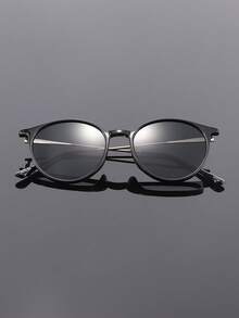 1 Pair Plastic Metal Full Frame Round Retro Personalized Street Style Thick Frame Y2K Fashion Men's Sunglasses, Suitable For Music Festivals, Street Photography, Vacation Outfits, Fits All Face Shapes - Multicolor - View 4