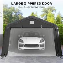 Outsunny 12 X 20 Ft Heavy Duty Carport, Outdoor Portable Garage Canopy Tent With 2 Ventilation Windows, Large Door, Car Shed Shelter For Truck, Boat, Motorcycle, Bike, Black - A - 查看 5