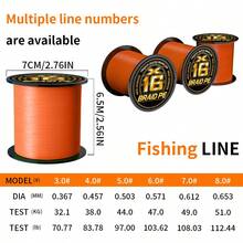 BKUMAN X16 編織 PE 釣魚線，高品質耐磨釣魚線，入水順滑快速，適用於各種釣魚場景 - 彩色 - 查看 4