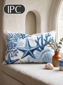 1/2pcs Fashion Coral Coast Style Pillowcase, Single-Sided Print, Breathable & Anti-Pilling, Comfortable & Cozy, Machine Washable, Suitable For Sofa And Car Pillows, 45*45/50*50CM, Living Room Sofa Decoration, Summer, Back To School Season - Multicolor - View 12