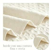 Colcha Bouti Color Liso Cubrecama Acolchada con Fundas de Almohada, Disponible en 4 Medidas para Camas90/105/135/150cm, Transpirable, Ligero y Suave - Beis - Ver 3