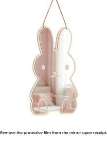 1 pieza Espejo decorativo con marco de madera con diseño de conejo lindo, adecuado para decoración de pared de habitación de niña, decoración de guardería de bebé - Multicolor - Ver 7