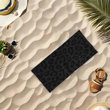 1pc Microfiber Beach Towel - Soft, Lightweight And Portable, Highly Absorbent, Sand-Free, Leopard Print, Suitable For Travel, Picnic - Black - View 3