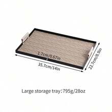 Luxury Metallic Leather Tray With Handle - Multi-Use Storage Organizer For Coffee Cups, Jewelry, Keys, Glasses, Cosmetics & More | Decorative Rectangular, Square & Oval Trays In Beige & Brown | Ideal For Home, Cafe, Party & Gifts - Storage Tray - View 13