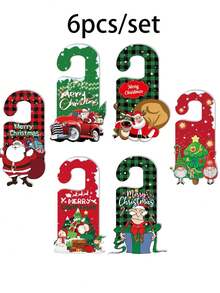 6pcs Set New Christmas Happy Door Handle Hanging Decor, Christmas Party Door Decoration Props, Christmas Decoration, Home Christmas Decor, Winter Decoration - Christmas Party Door Hangers - View 9