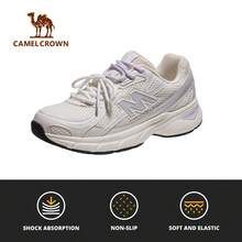 CAMEL CROWN 女士户外休闲鞋，第三代透气跑步鞋，舒适减震防滑休闲运动鞋 - 象牙白/淺紫 - 查看 10