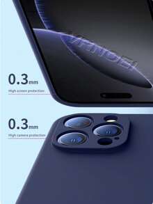VRNOEI Deep Blue Slim Fashion Straight Edge Phone Case, Lens Protection Design, Shockproof Function, Compatible With IPhone 11 12 13 14 15 16 17 Pro Max - Dark Blue - View 11