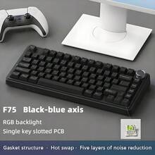 AULA F75 Custom Mechanical Keyboard, 75% Layout, Gasket Mount, Knob, Hot-Swappable Switches, PBT Keycaps, RGB Backlight, Wired Connection - View 11