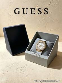 GUESS Square Premium Watch Gift Box, Textured Paper Packaging Case With Flannel Pillow For Wristwatch Storage Holiday Gift Packing - Dark Gray - View 1