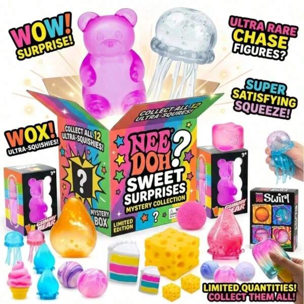 Takara Tomy 1pc Kids Surprise Box Fingertip Squeeze Toy Set, Children Stress Relief Sensory Toy Pack, Includes Cheese Cube, Jellyfish, Octopus Slow Rebound Squeeze Balls, Cute Colorful TPR Soft Squeeze Toy Gift Box, Suitable For Boys And Girls, Kids Birthday Party Favors