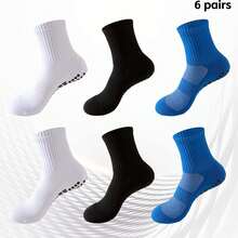 1/3/6 Pairs Non-Slip Football Socks With Grip Dots, Shock-Absorbing, Wear-Resistant, Thickened, Breathable Sports Football Socks - Multicolor - View 17