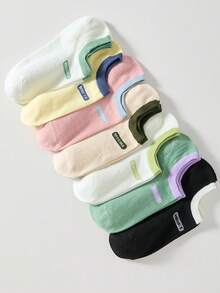 7 Pairs Women's Candy Color Invisible Socks, Random Colors Include Green, Yellow, Pink - Multicolor - View 5