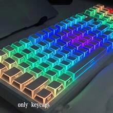 120+ Teclas translúcidas blancas, material PBT+PC, altura Cherry, teclas impresas lateralmente, compatibles con interruptores Cherry/Gateron MX, adecuadas para regalos y uso personal, teclas intercambiables en caliente, teclas personalizadas altamente atractivas, combinación de escritorio - Ver 7