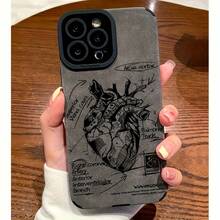 [Envío en 24h desde España] Funda de teléfono: Funda de PU de lujo con anatomía de corazón gris para iPhone 17/16 Pro Max/15/14 Plus/13/12/11 - Resistente a golpes, resistente a caídas, funda protectora duradera para entusiastas de la medicina y el arte. - Color de la imagen 1 pieza - Ver 4