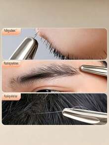 1PC Professional High-Precision Tweezers, Stainless Steel Hair Removal Tool, Suitable For Men's Stubble, Beard, Eyebrows And Facial Care, With Storage Box - Multicolor - View 2