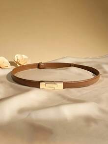 2/1pc New High-Quality Women's Belt With Gold Buckle, Multifunctional Belt, Suitable For Dresses, Jeans, And Sweaters - Multicolor - View 7