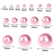 ABS 無孔珍珠光澤人造珍珠，1.5-30mm 粉色 DIY 裝飾珠，適用於花瓶、蛋糕、蠟燭、婚禮與節日派對，1000/500/200/100/50/30/20/10 顆 - 粉色 - 查看 3
