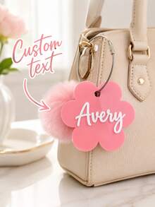Personalized Flower Keychain With Name, Custom Acrylic Key Ring, Cute Bag Charm Accessory, Handbag Decoration, Birthday Gift For Women - Multicolor - View 9