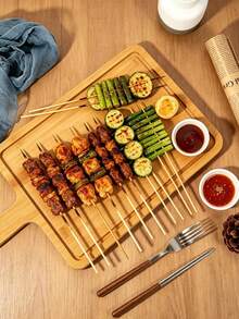 1件竹木長方形托盤 中式茶點盤 BBQ點心蛋糕木盤 - 香檳色 - 查看 4