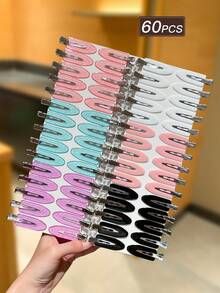 60pcs Women's Multi-Color Oval Hair Clips, Minimalist Versatile Style, Small Hair Clips, Alligator Hair Clip Design, Women's Hair Accessories, Hair Clips, Vacation Accessories, Suitable For Daily Casual And Going Out Wear, Hair Accessories. - Multicolor - View 6