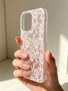 1件 粉色蕾絲氣墊手機殼 全包覆 TPU 適用於 iPhone 17/17Pro/17ProMax/16/16Pro/16ProMax/15/15Pro/15ProMax/14/13/12/11 - 粉色 - 查看 2