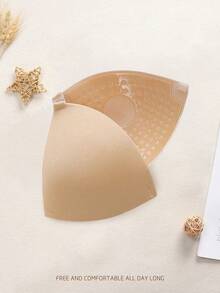 1pc Women's Invisible Adhesive Bra, Triangle Cup Front Clasp Push Up Bra, Backless Strapless Bra For Dresses, Tops & Party Outfits - Apricot - View 5