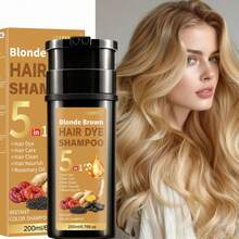 5-In-1 Ginseng & Reishi Mushroom Plant-Based Hair Dye Shampoo, Natural Plant Ingredients, Moisturizing & Softening Hair, Gentle Coloring, Low Irritation, Gray Coverage, Suitable For All Hair Types, Unisex - Multicolor - View 12
