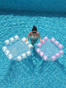 Transparent Glitter Mesh Inflatable Water Hammock Floating Bed, Adult Square Pool Lounge Chair, Inflatable Floating Bed For Beach, Pool And Water Activities - 彩色 - 查看 8