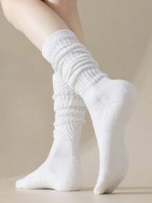 3/2/1 Pairs Women's Ribbed Knit Knee-High Socks, Slimming Fit, Warm, Elastic, Non-Slip, Anti-Slip, College Style JK Boot Socks, Black & White Winter Edition - Multicolor - View 3
