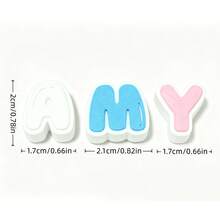 1套26顆3D字母珠，配色方塊3D英文字母配件，雙層對比色26個大寫字母珠，DIY手鍊鑰匙圈手機吊飾手工串珠裝飾材料 - 彩色 - 查看 10
