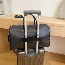 Plaid Large Capacity Travel Luggage Bag, With Tag, Detachable Shoulder Strap, Suitable For Short-Term Business Trips And Fitness, Multi-Functional Luggage Bag - Multicolor - View 6