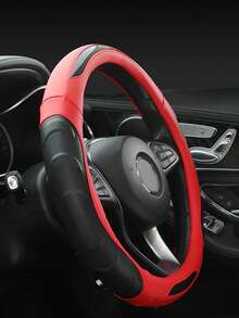 Fashion Stitched Carbon Fiber PU Leather Steering Wheel Cover - 3D Perforated Breathable Grip,Comfortable Grip, Anti-Slip Rubber Inner Ring For 37-38cm Wheels, Universal Fit - Carbon Fiber Splicing - View 3